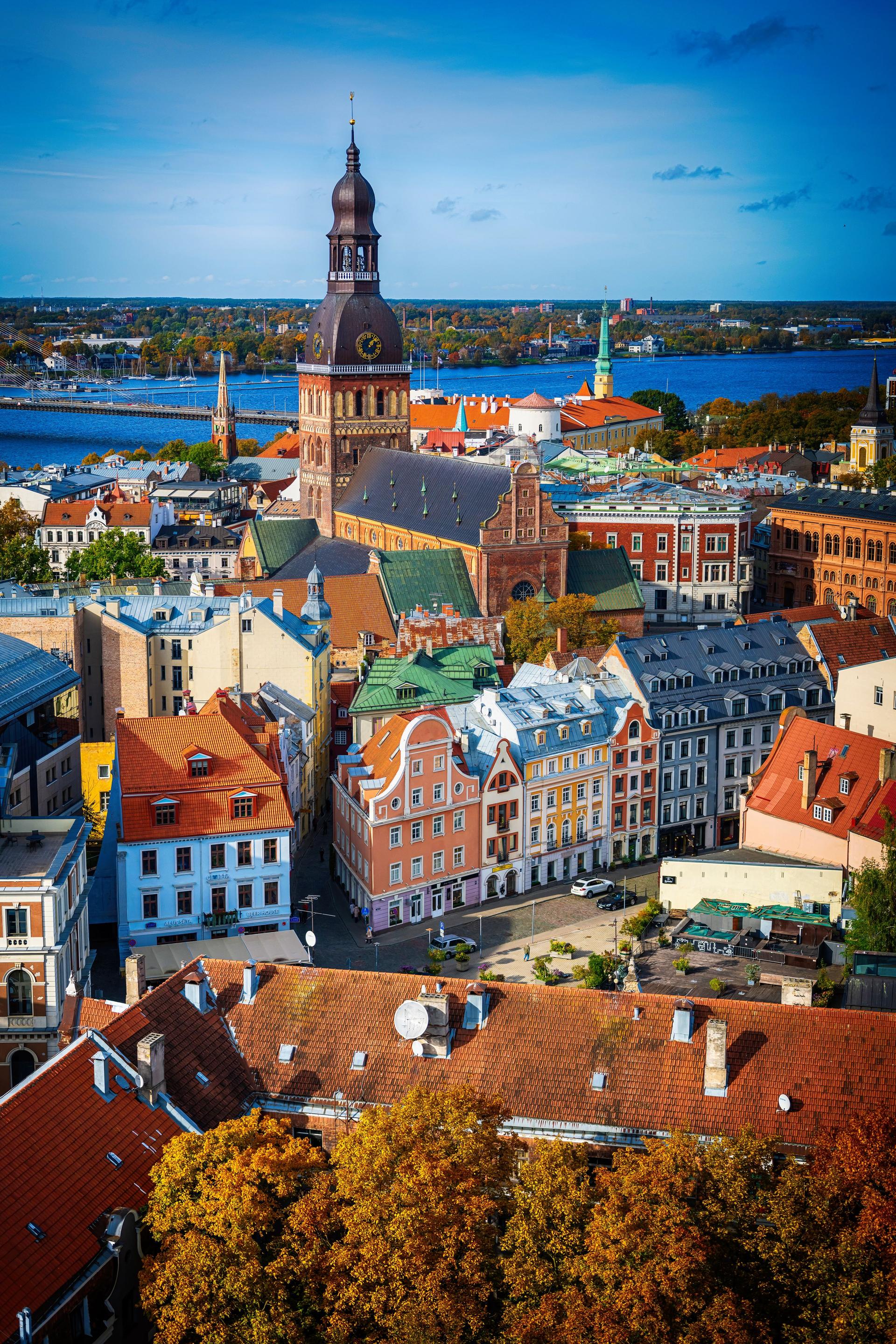 Cityscape famous Landmark - Riga Dome Cathedral in capital city Riga, Latvia